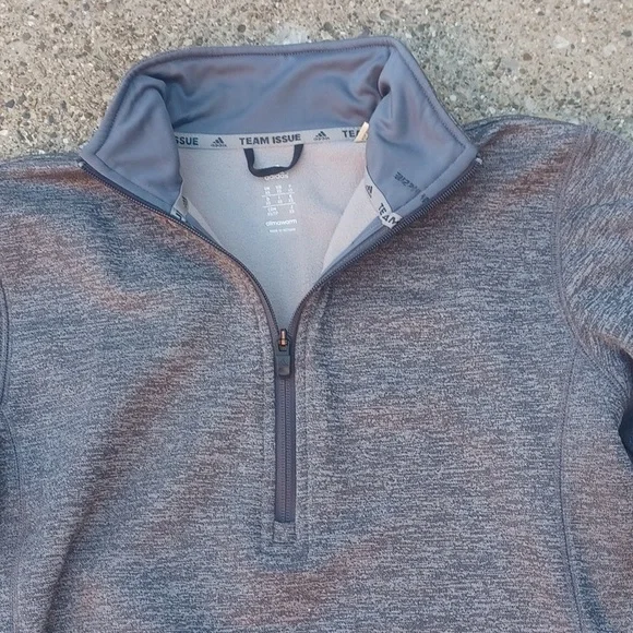 Adidas Men's Heathered Half Gray Zip-Up Sweater